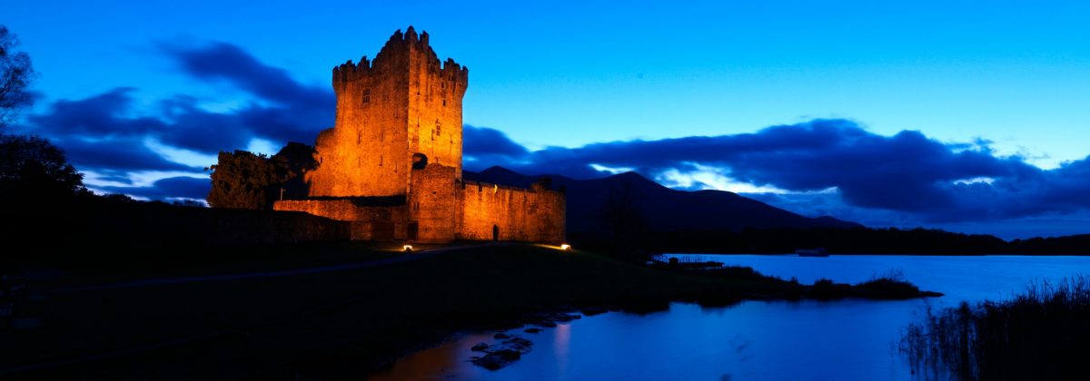 Exclusive holiday cottages Kerry - Ross Castle at night